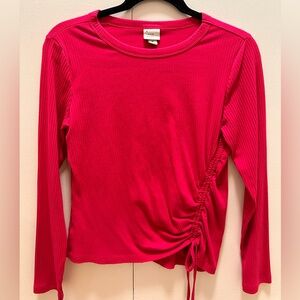 Pink Long Sleeve Side Scrunch Top